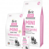 Пълноценна суха храна Brit Care Mini Grain Free Yorkshire със сьомга и риба тон, за кучета от порода йоркширски териер
